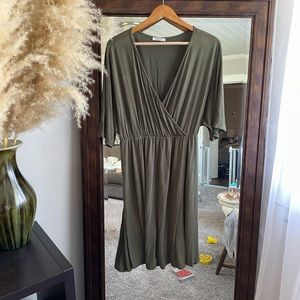 Maternity Nursing Olive Postpartum Dress and Hospital Gown